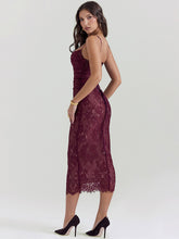 Bodycon Dress Lace Adjustable Spaghetti Strap Lace Up Sexy Party Midi Dresses